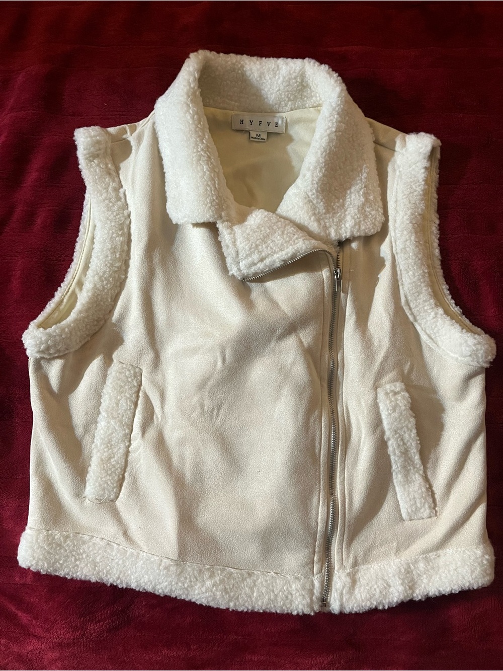 HYFVE Cream Sherpa-Lined Zip Front Vest